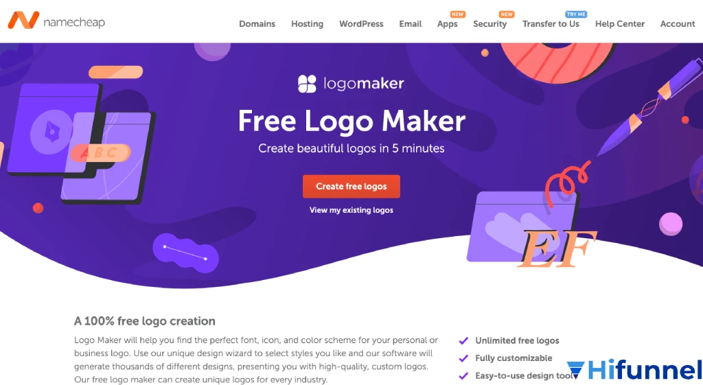 Namecheap Logo Maker – tạo logo online miễn phí, không cần tài khoản
