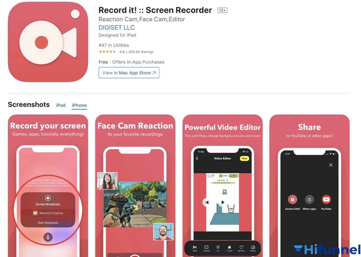 Record it - Ứng dụng quay video màn hình iPhone miễn phí, hỗ trợ facecam và chỉnh sửa video