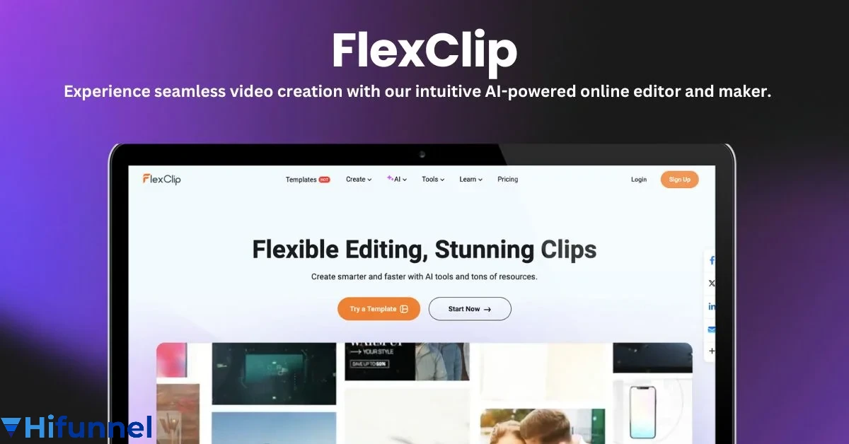 Giao diện FlexClip – phần mềm chỉnh sửa video online miễn phí cho người mới