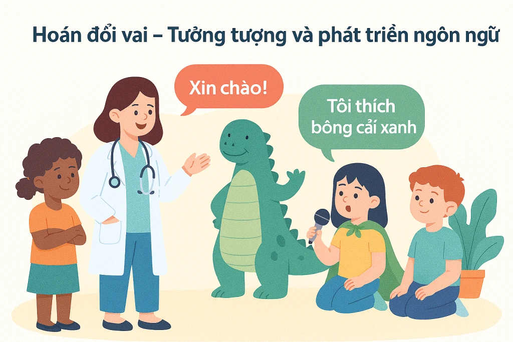 Trò chơi hoán đổi vai giúp trẻ phát triển trí tưởng tượng và ngôn ngữ