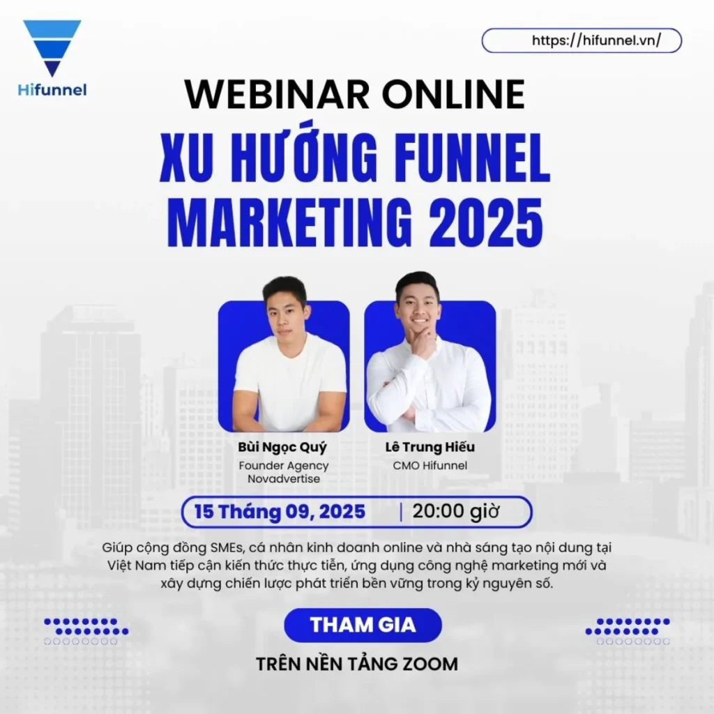 Banner thư mời sự kiện webinar xu hướng funnel marketing của Hifunnel