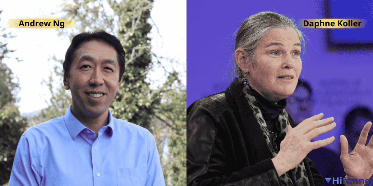 Andrew Ng và Daphne Koller – đồng sáng lập Coursera, những nhà tiên phong trong giáo dục trực tuyến và trí tuệ nhân tạo.”