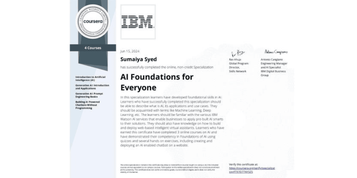 IBM – AI Foundations for Everyone trên Coursera, khóa học AI cơ bản với chứng chỉ chính thức từ IBM.