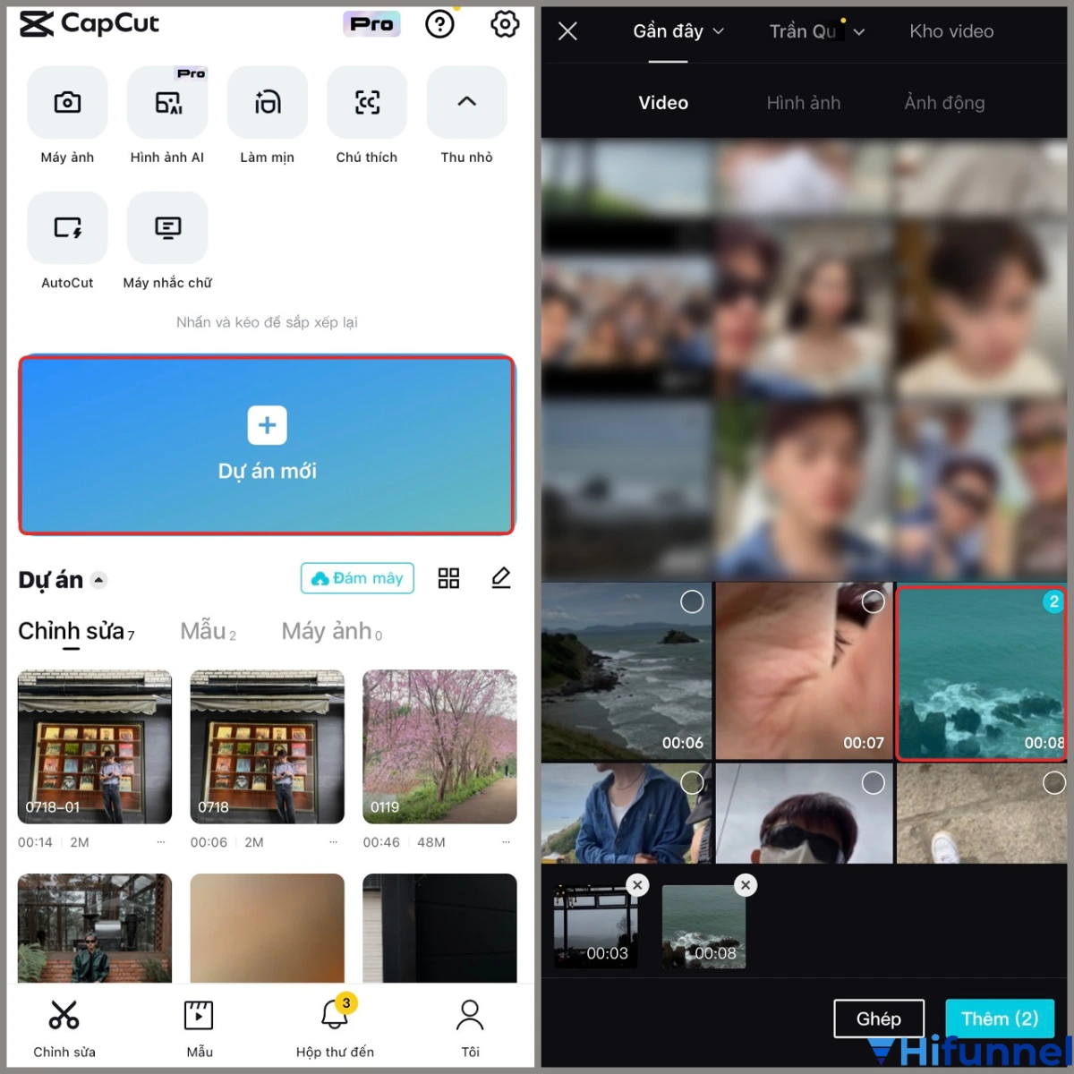 Tạo dự án mới CapCut