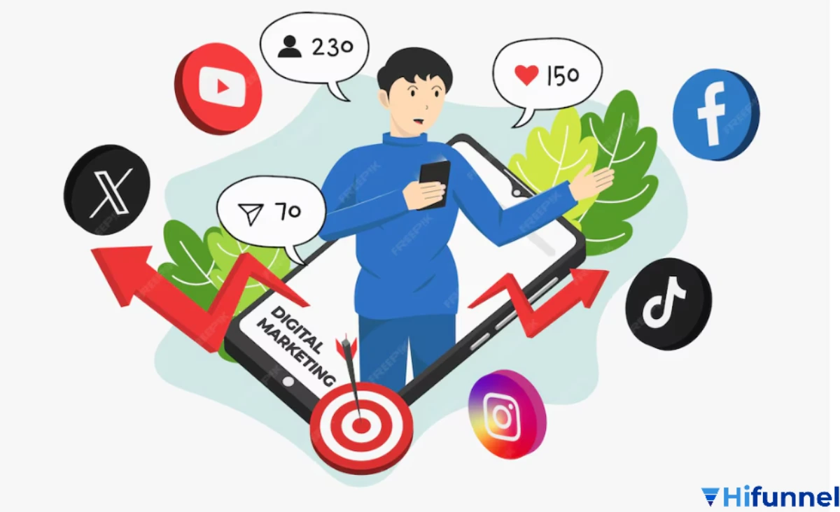 Biểu đồ minh họa 5 kênh marketing hiệu quả để bán khóa học design online
