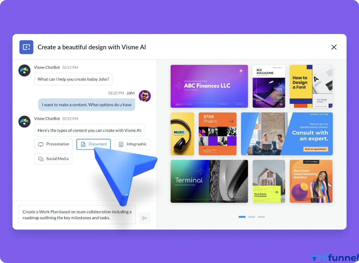 Giao diện Visme AI Design – công cụ AI tạo infographic chuyên nghiệp cho marketer và doanh nghiệp
