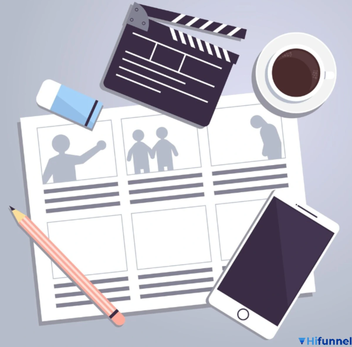 Minh họa quy trình viết kịch bản cho video ngắn.