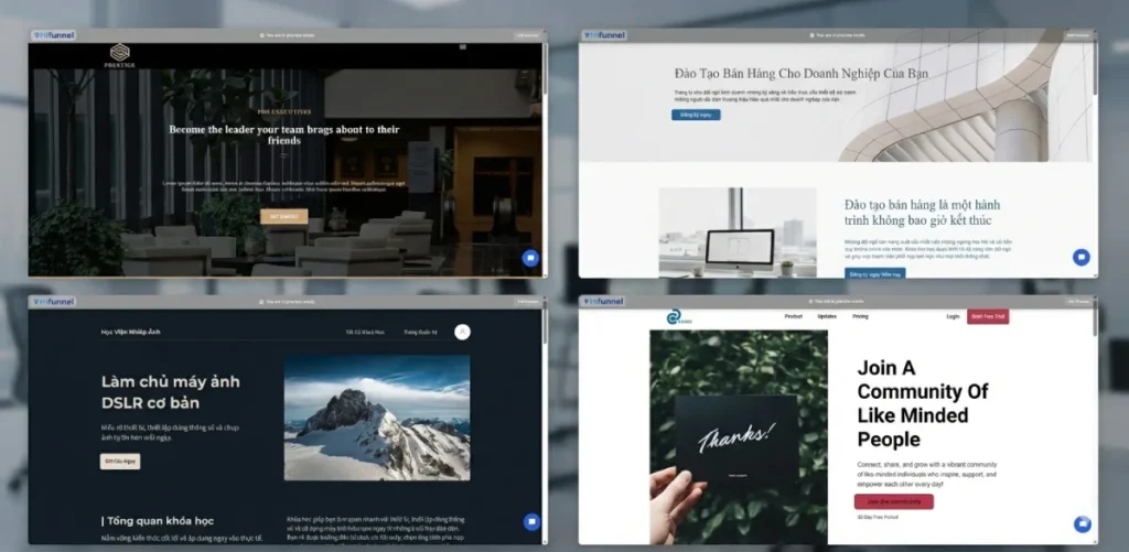 Hifunnel sở hữu nhiều bộ teamplate landingpage dạy học