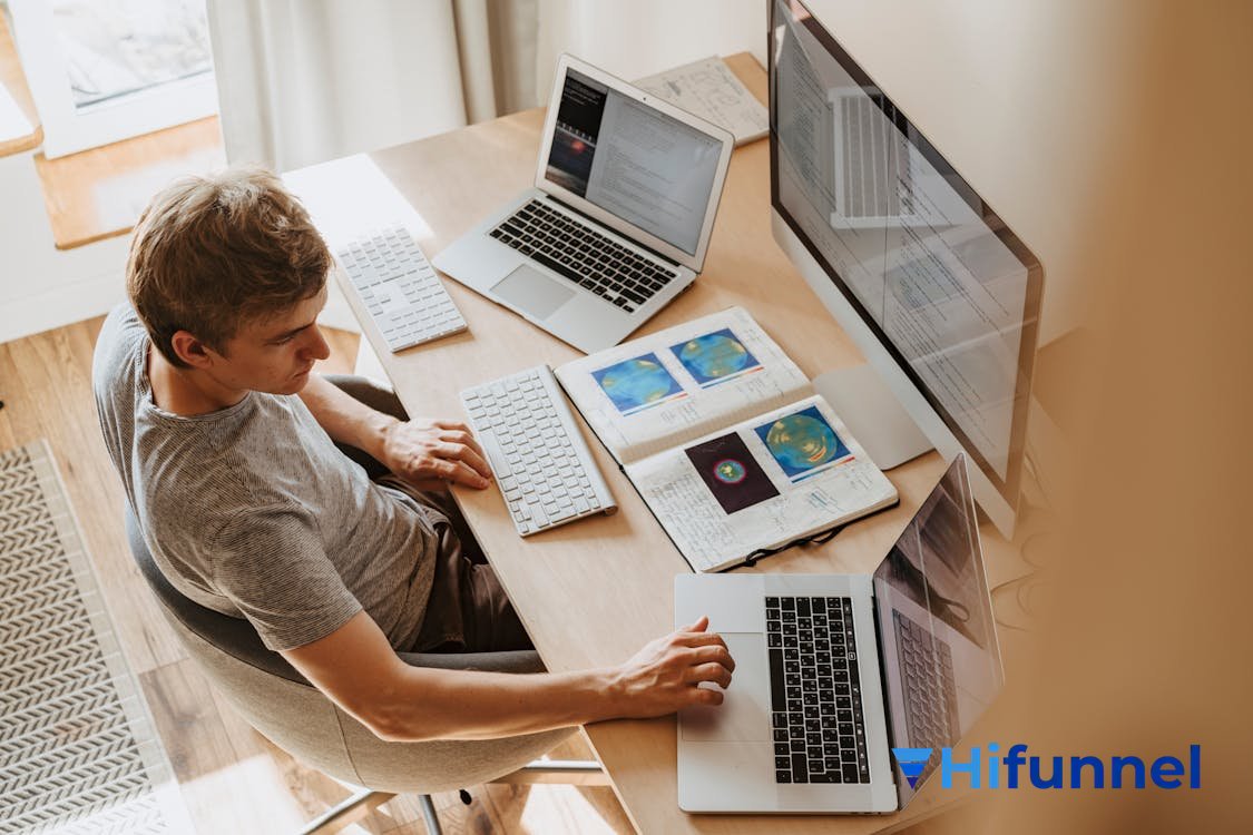 bán template HTML online - lập trình viên làm việc tại bàn với màn hình code