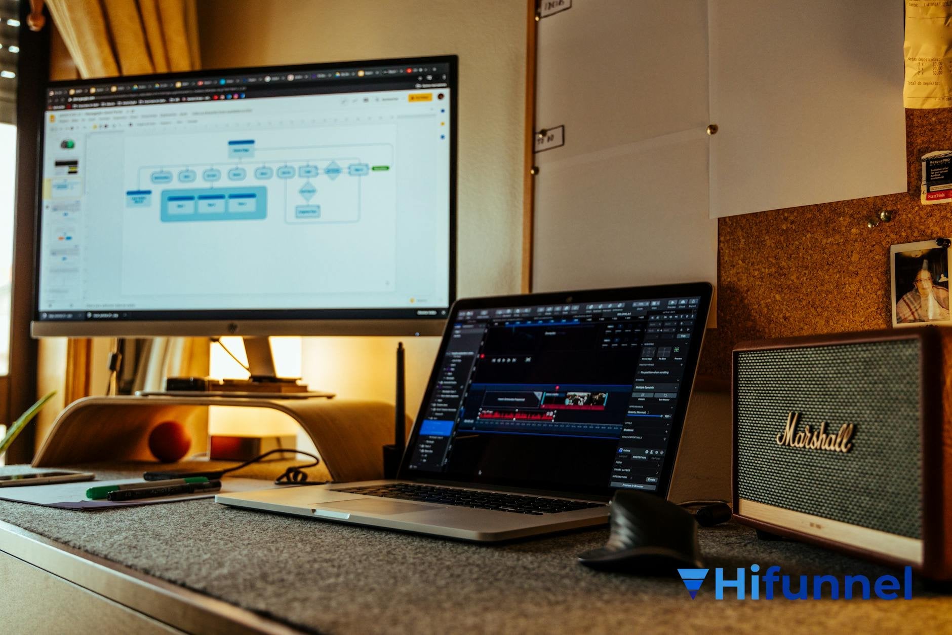 Công cụ webinar - góc làm việc chuyên nghiệp với màn hình kép của chuyên gia