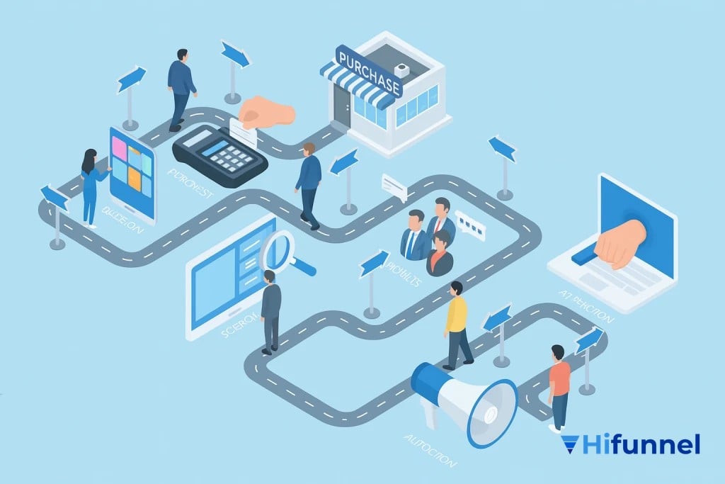 Bản đồ hành trình khách hàng minh họa cách xác định điểm rớt trong trải nghiệm mua hàng