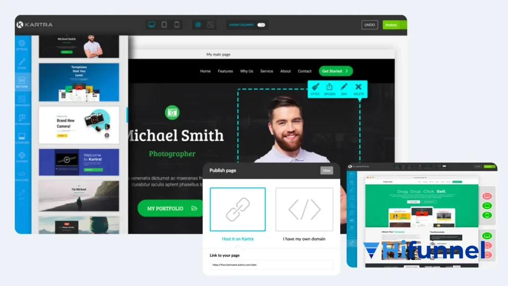 nên dùng clickfunnels hay kartra - giao diện tạo trang đích bán hàng của Kartra