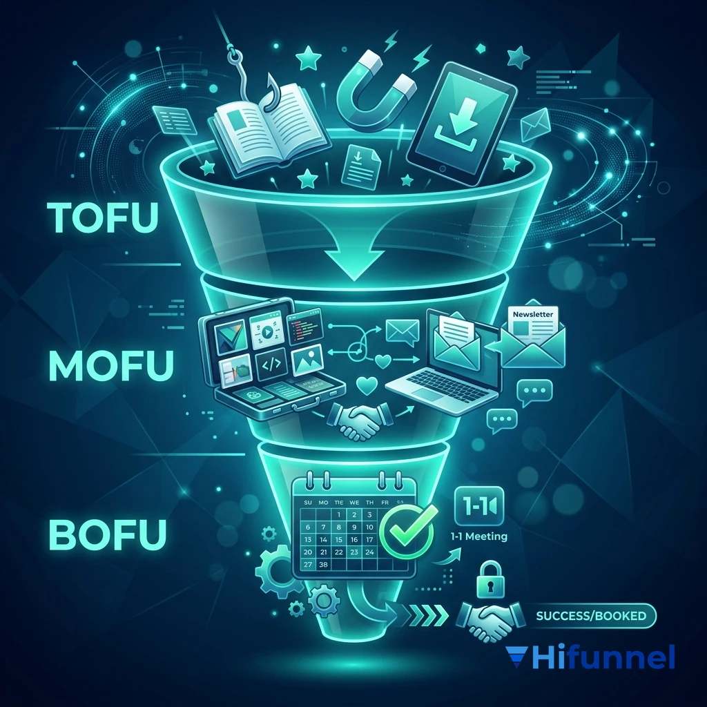 mẫu phễu bán hàng thực tế TOFU MOFU BOFU cho freelancer và agency