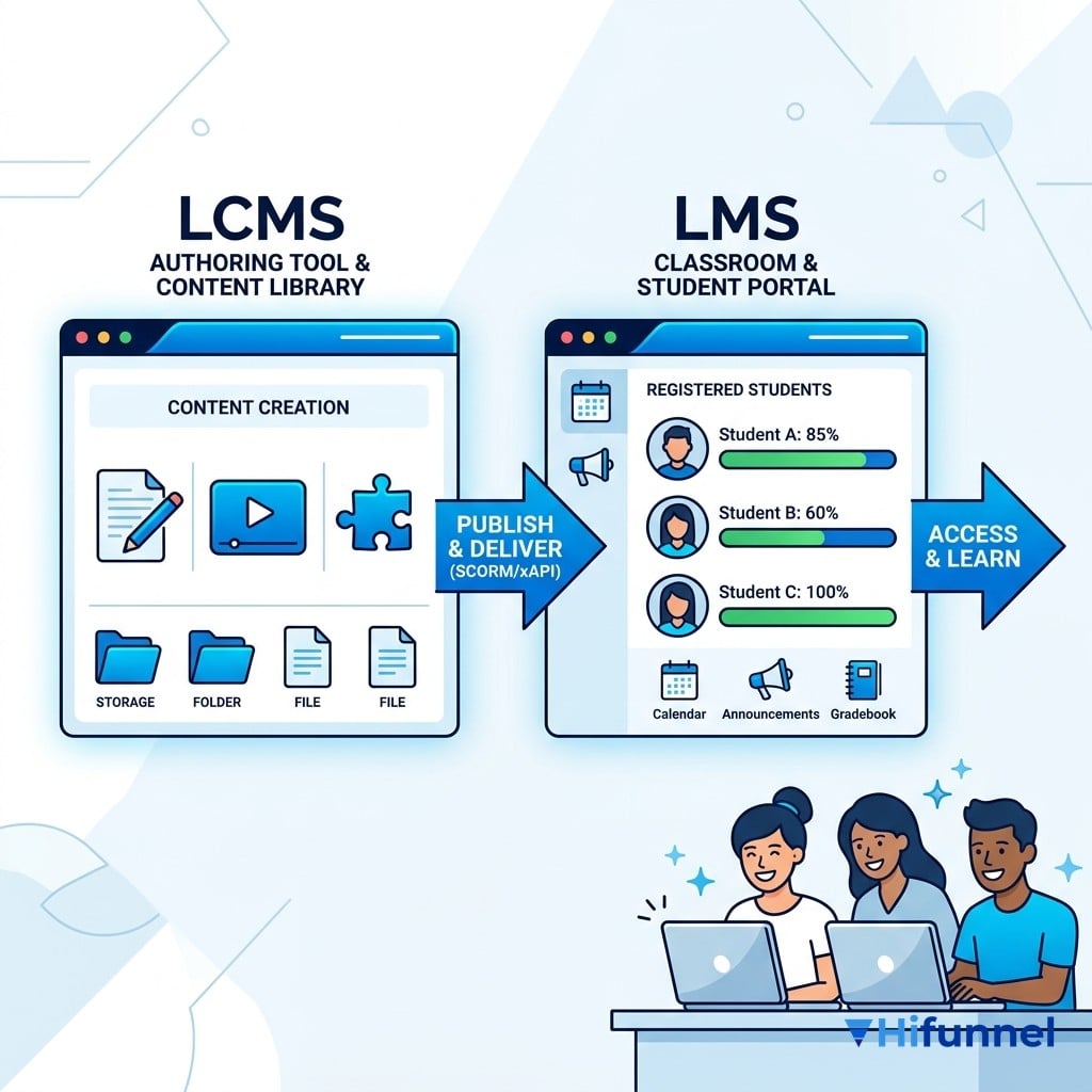 Mô hình phối hợp giữa LMS và LCMS trong đào tạo trực tuyến hiện đại
