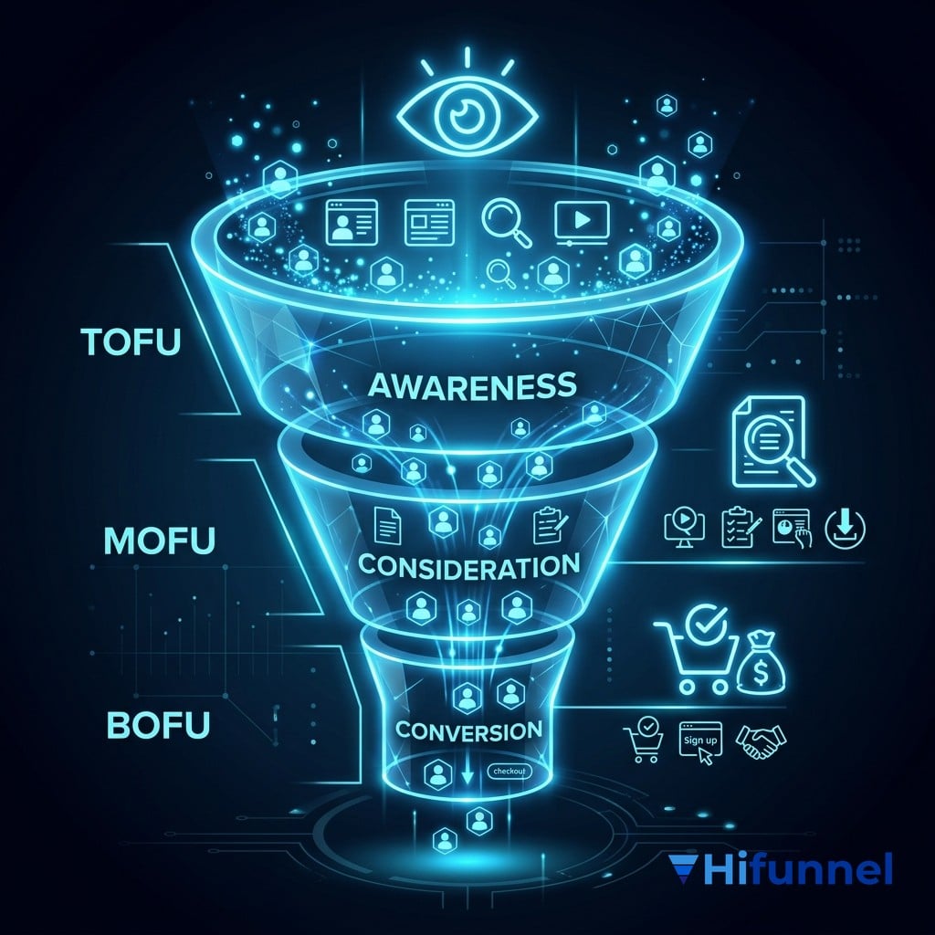 website không chuyển đổi - Hành trình khách hàng 3 giai đoạn qua phễu